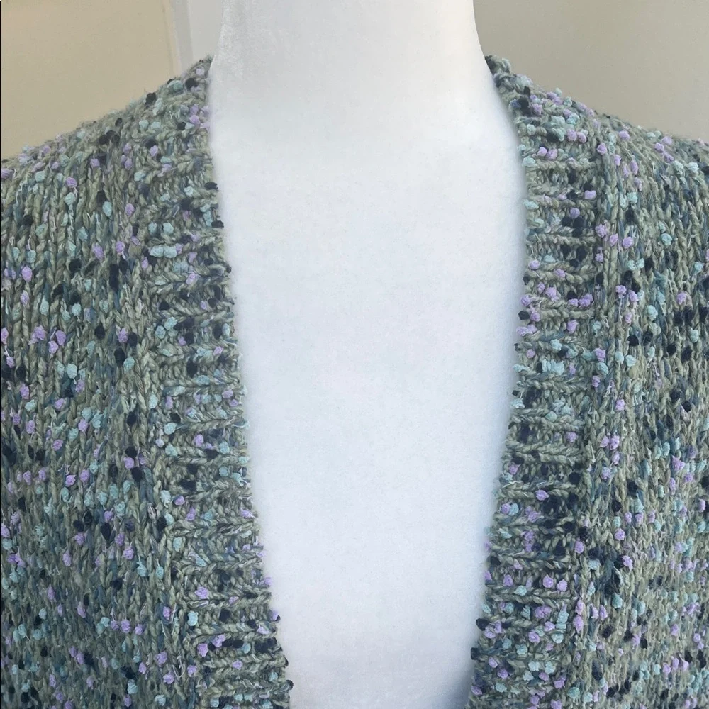 J. Jill Speckled Textured Cozy Knit Cardigan Timeless Minimalist Open Front